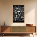 Collection of Trinkets Wall Art, Weird Wall Art, Black And White, Minimalist Print, Wall Decor, Canvas Print, Wall Art, Framed Canvas