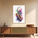 Bassett Horn Wall Art, Brass Instruments, Framed Canvas Print, Marching Band Gift, Musician Gift, Graduation Gift, Music Poster