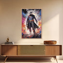 Cosmic Cyberpunk Cowboy Graffiti Art, Framed Canvas Print