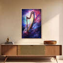 Heavenly Harp Among The Stars, Harp Art, Harp Print, Framed Canvas Art, Harp Wall Decor, Music Gift