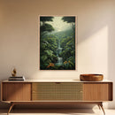 Jungle Wall Art, Waterfalls Art, Nature Wall Art, Trees Art Print, Canvas Print, Wall Art, Vertical Art, Lake House Wall Art, Indie Room Art