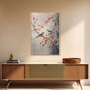 Cherry Blossom Tree, Japanese Wall Print, Bird Wall Art,  Asian Art, Canvas Print, Wall Art, Vertical Print, Country Home Decor, Office Art