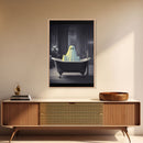 Funny Halloween Art, Ghost Takin' A Bath, Framed Canvas Print, Halloween Canvas, Ghost In The Tub, Goofy Gothic Victorian Art