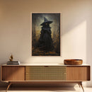 Gothic Witch Art, Framed Halloween Canvas, Canvas Print, Spooky Halloween Wall Art, Halloween Decoration, Witchy Decor
