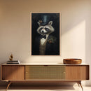 Distinguished Dapper Gentleman Raccoon, Funny Animal Prints, Humorous Art, Framed Canvas, Wall Art, Canvas Print, Funny Halloween Decor