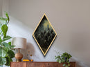 Diamond Shaped Art Gathering of Ghosts Canvas Embossed Print, Dark Academia Halloween Wall Decor, Gothic Haunted Temple Spirit Procession