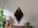 Diamond Shaped Art Vampire Bats Swarm Canvas Embossed Print, Gothic Halloween Decor with Dark Academia Horror and Nocturnal Creatures