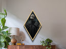 Dark Academia Skeleton in Black Robes Canvas Art Print, Diamond Shaped Art for Gothic Halloween Wall Decor and Victorian Macabre Aesthetic