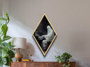 The Ghost Of The Piano Player, Framed Canvas Print, Spooky Gothic Victorian Halloween Wall Art, Diamond Shaped Art