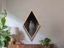 "The Hallway Pause" Diamond Shaped Art of Ghost in Doorway Canvas Art Print, Gothic Halloween Decor with Dark Academia Haunted House Vibes