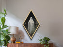 Ghost in Gothic Garden Diamond Shaped Art Canvas Embossed Print – Dark Halloween Home Decor, Victorian Haunted Aesthetic