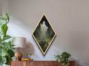 Ethereal Forest Spirit Diamond Shaped Art Canvas Embossed Print – Gloomy Ghostly Wall Art, Enchanted Haunted Halloween Decor