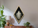 Canvas Embossed Print of a cheerful Halloween ghost among Victorian flora, a perfect gothic accent in diamond shaped art format