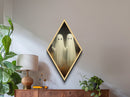 Eerie ghostly twins wandering a foggy field Canvas Embossed Print with Halloween gothic vibes in a moody Diamond Shaped Art