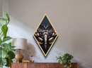 Mounted moth with striped body and orange spots Canvas Art Print in Diamond Shaped Art style for gothic naturalist Halloween decor