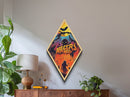Retro horror typography with monsters and bats Canvas Art Print in bold Halloween palette and Diamond Shaped Art illustration