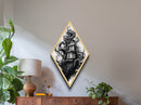 Twisted haunted house overtaken by void Canvas Art Print in dark academia horror theme with Diamond Shaped Art haunted