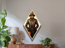 Gothic Halloween scarecrow with wicked grin Canvas Embossed Print styled in antique horror and framed in Diamond Shaped Art