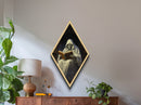 Skeleton in Robes Reading by Candlelight Diamond Shaped Art Canvas Embossed Print Dark Academia Halloween Wall Art