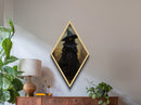 Gothic Witch in Forest Diamond Shaped Art Canvas Embossed Print Dark Academia Halloween Wall Decor Victorian Witchcore Aesthetic