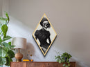 Haunting Elegance Diamond Shaped Art Gothic Skeleton Woman Canvas Art Print Halloween Victorian Dark Academia Macabre Decor