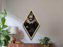Victorian Bat Portrait, Albino Bat Painting Print, Diamond Shaped Halloween Art