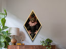Cute Victorian Vampire Bat Portrait, Diamond Shaped Halloween Decor, Dark Academia Bat Painting Print