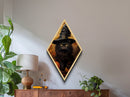 The Witch Cat With Her Jack O Lanterns, Canvas Textured Print, Dark Academia Halloween Art, Victorian Cat Oil Painting, Goth Halloween Decor