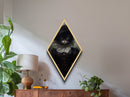 Dark Academia Cat Portrait Diamond Shaped Canvas Embossed Art Print, Spooky Hallowen Painting, Halloween Wall Art
