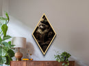 Victorian raccoon Diamond Shaped Art in ruffled lace dress with bonnet, regal dark academia Canvas Embossed Print Halloween wall decor