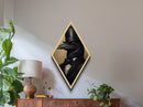 Classic Raven Dressed in Formal Attire Diamond Shaped Art Canvas Embossed Print Halloween Decor Victorian Dark Academia Style