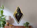 Raven Gentleman in Top Hat Dark Academia Diamond Shaped Art Canvas Embossed Print Victorian Gothic Halloween Decor