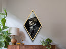 Side Profile Skull in Silver Trim Diamond Shaped Art Canvas Art Print Baroque Vampire Gothic Halloween Aesthetic Artwork