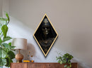 Hooded Skeleton Monk with Relics Diamond Shaped Art Canvas Embossed Print Dark Religious Gothic Halloween Wall Display