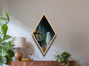 Lonely Ghost in Rainy Arcade Diamond Shaped Art Canvas Embossed Print Spooky Vaporwave Halloween Surreal Nostalgic Wall Decor