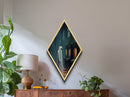 Melancholy Spirit at Arcade Machine Diamond Shaped Art Canvas Embossed Print Haunted Retro Halloween Moody Digital Decor