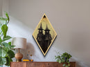 Haunted Witch Sisters in Forest Diamond Shaped Art Canvas Embossed Print Dark Academia Gothic Halloween Occult Portrait Décor