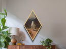 Ghost Among Cactus and Pumpkins Diamond Shaped Art Canvas Art Print Halloween Desert Haunting Spooky Cute October Aesthetic