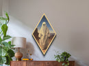 Ghost Walking the Desert Trail Diamond Shaped Art Canvas Embossed Print Halloween Paranormal Southwest Surreal Vintage Style