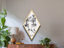 Skeleton Couple Dancing Together Diamond Shaped Art Canvas Embossed Print Gothic Halloween Macabre Romance Whimsical Decor