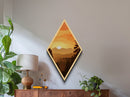 Haunted Hotel in Forest Sunset Diamond Shaped Art Canvas Art Print Dark Academia Autumn Halloween Landscape Mysterious Lodge
