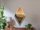 Spooky Lodge Among Pines at Dusk Diamond Shaped Art Canvas Embossed Print Halloween Mountain Gothic Forest Aesthetic Decor