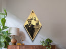 Antlered couple in eerie Victorian attire depicted in elegant Diamond Shaped Art on Canvas Art Print moody gothic Halloween home decor