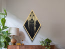 Long-faced creature with elongated ears and cloak captured in ghostly Diamond Shaped Art format as Victorian Canvas Embossed Print Halloween