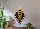 Twin ghost girls with haunting deer masks in eerie vintage aesthetic transformed into Diamond Shaped Art on Canvas Art Print Halloween gothic