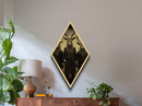 Dark academia forest cult members in suits Diamond Shaped Art Canvas Embossed Print echoing eerie Victorian Halloween mythology