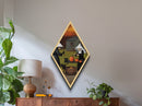 Black cats and glowing pumpkins in rural ritual Diamond Shaped Art Canvas Embossed Print steeped in Victorian witchcraft and Halloween lore