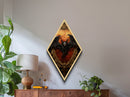 Gothic Bat Victorian Oil Painting Print, Diamond Shaped Art, Halloween Decor, Halloween Wall Art