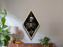 Diamond Shaped Art Skeleton Gothic Wall Decor, Dark Academia Memento Mori Canvas Embossed Print, Victorian Halloween Artwork