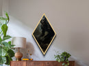 Diamond Shaped Art Ferocious Werewolf Canvas Embossed Print, Gothic Halloween Wall Decor, Dark Academia Creature Horror Painting